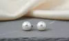 White Gold Plated 5mm White Freshwater Cultured Round Pearl Stud Earrings