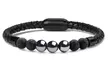 Men's Natural Healing Stone Leather Bracelet with Magnetic Closure - Second Medium