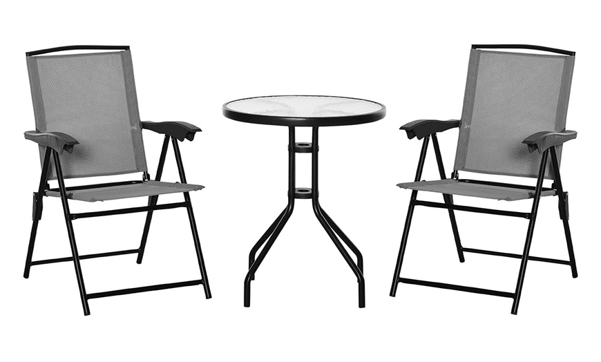 Image 3: Outsunny Three-Piece Outdoor Bistro Table and Chairs Set