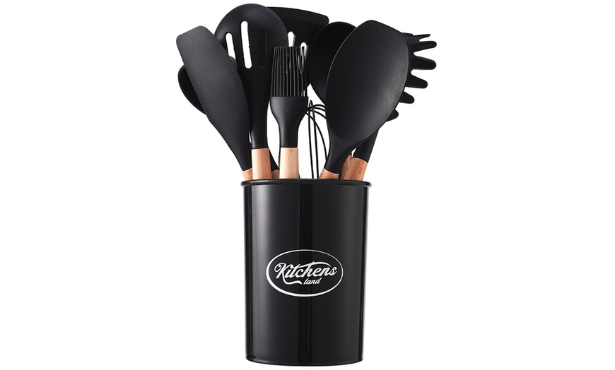 Image 2: Living And Home 11-Piece Silicone Kitchen Utensil Set
