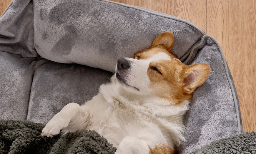 Image 1: Dog Bed Cat Bed Soft Washable Expandable Pet Pad Puppy Warm Cushion