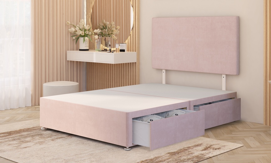 Image 19: Plush Velvet 4-Drawer Divan Bed Set