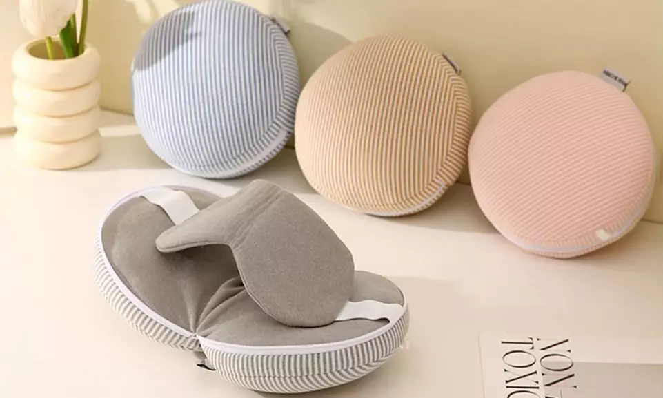 Two-in-One Foldable Travel Pillow with Eye Mask
