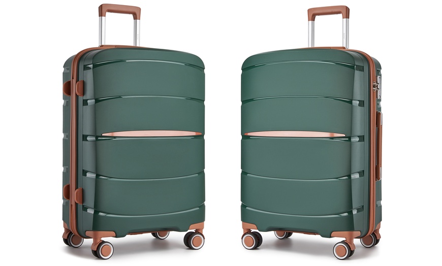 Image 6: Maletas de ruedas rígidas en color verde con cerradura TSA, de Kono