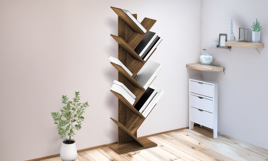 Image 11: Bibliothèque arborescente en bois avec 9 tablettes