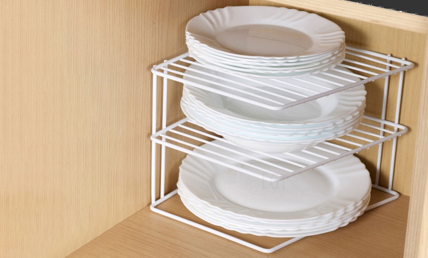 Image 2: One or Two Three-Tier Metal Wire Plate Racks