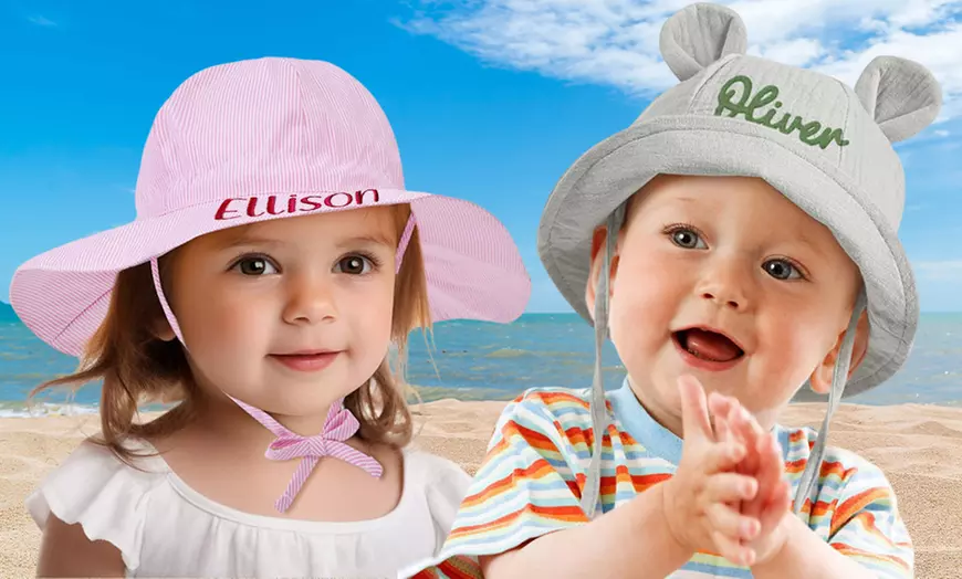 Image 1: Custom Baby Sun Hat 