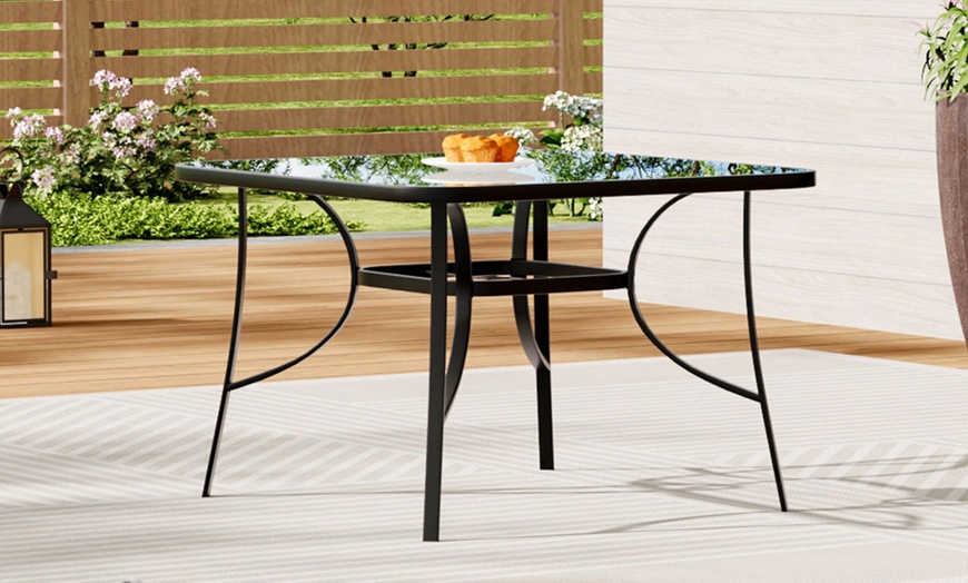 Image 33: Outdoor Rippled Tempered Glass Coffee Table with 4 Styles
