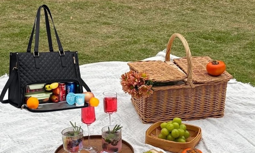Image 6: Stylish 2-in-1 Tote Bag for Work/Travel with Insulated Lunch Section