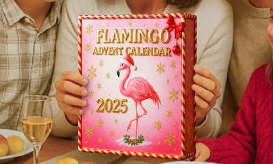Image 1: 2D Flat Advent Calendar Surprise Box Flamingo Theme Christmas Gift