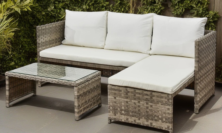 Image 10: Florence 3-Seater L-Shaped Garden Corner Sofa Set with Table