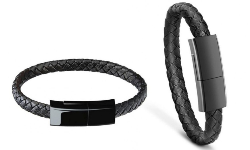 Image 2: USB Charging Leather Bracelet