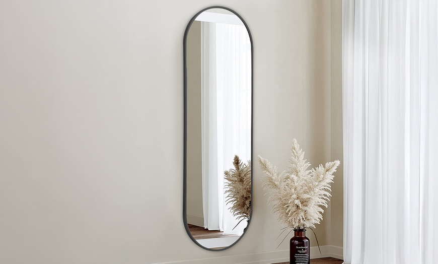 Image 3:  Oval Wall Mirror with Metal Frame 