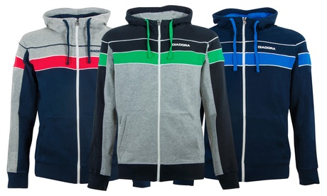 Felpa da uomo Diadora con cappuccio e zip, disponibile in 3 fantasie e varie taglie