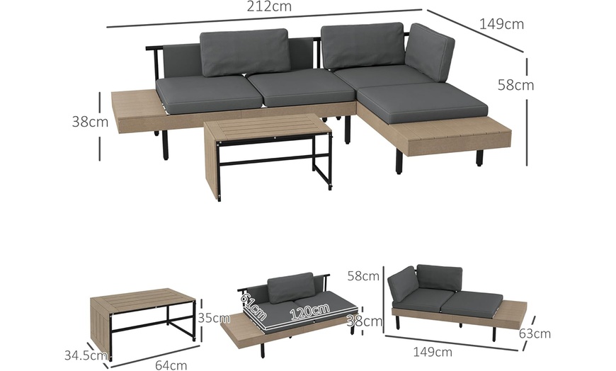 Image 7: Outsunny Three-Piece Garden Furniture Set