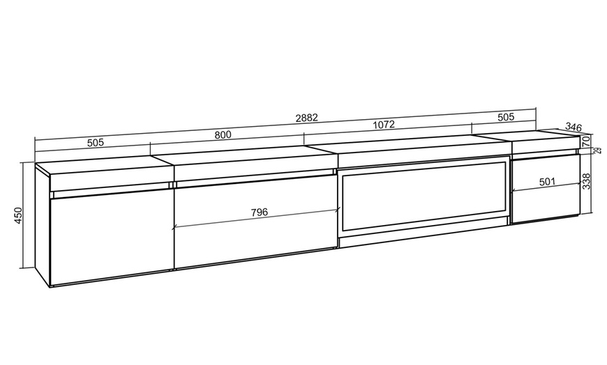 Image 36: Hängender TV-Schrank 320 cm od. TV-Schrank 288 cm + elektrischer Kamin