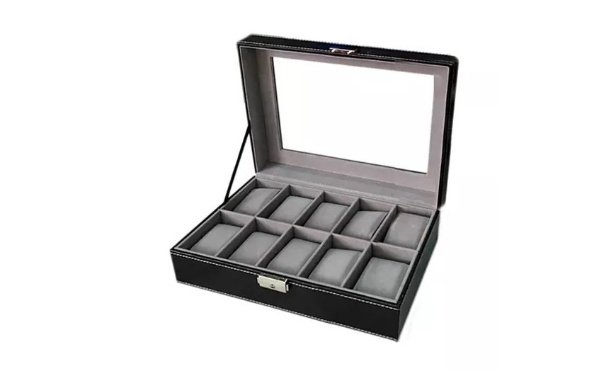 Image 2: Watch Valet Glass Top Watch Boxes For Collection Of 6 or 10 Watches
