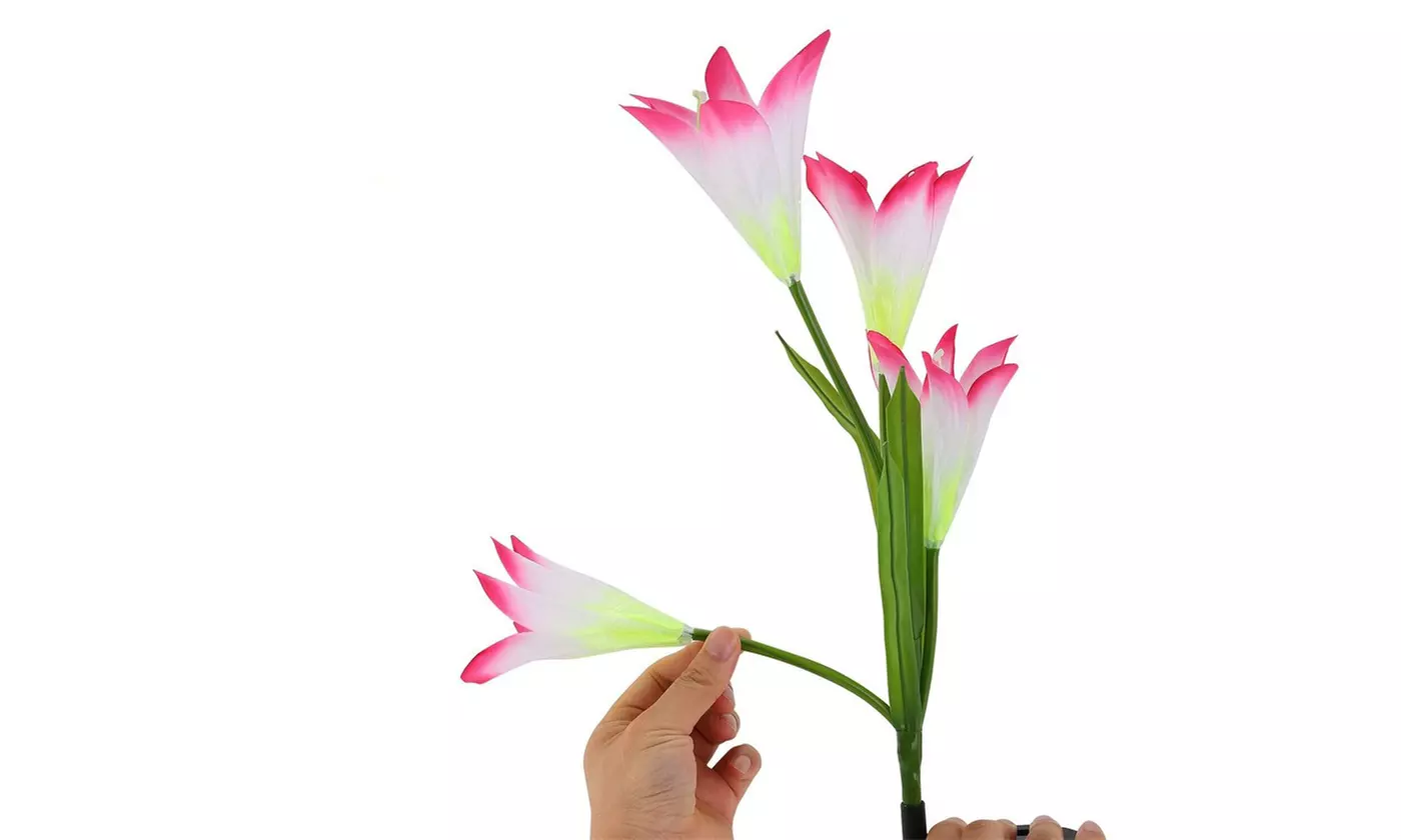 2 Pack Solar Garden Lights with Bigger Lily Flowers Color-Changing Outdoor Decor