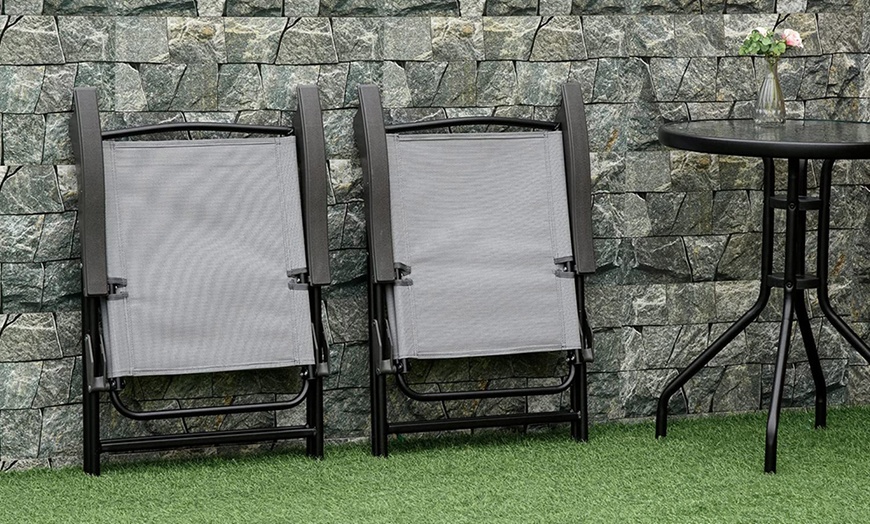 Image 2: Outsunny Three-Piece Outdoor Bistro Table and Chairs Set