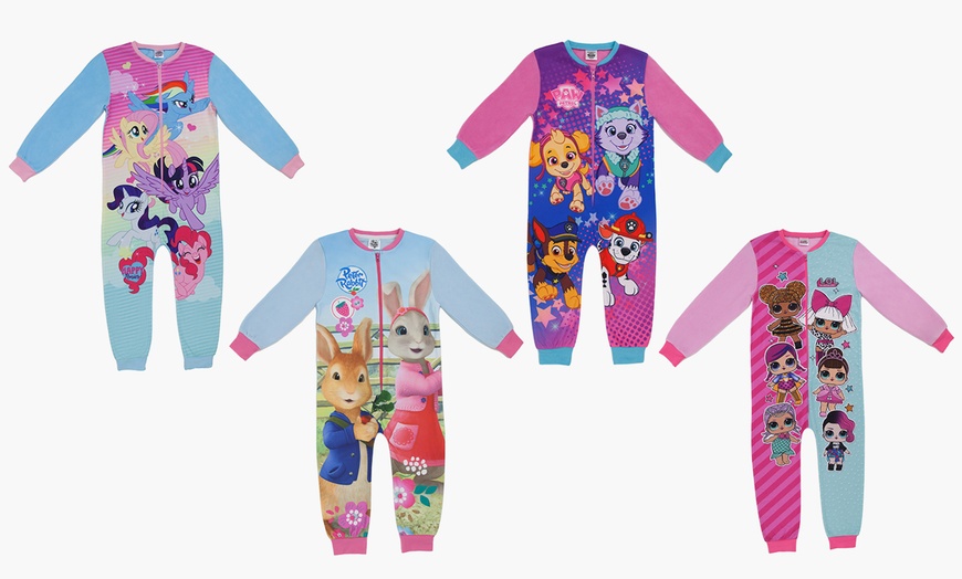 Image 1: Girls' Micro-Fleece Character Onesie