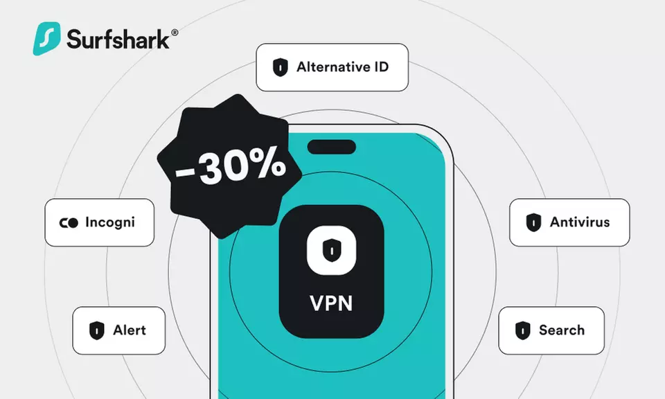 Profitez de deux ans de sécurité optimale avec Surfshark (jusqu'à 30% de remise) - Primary Image