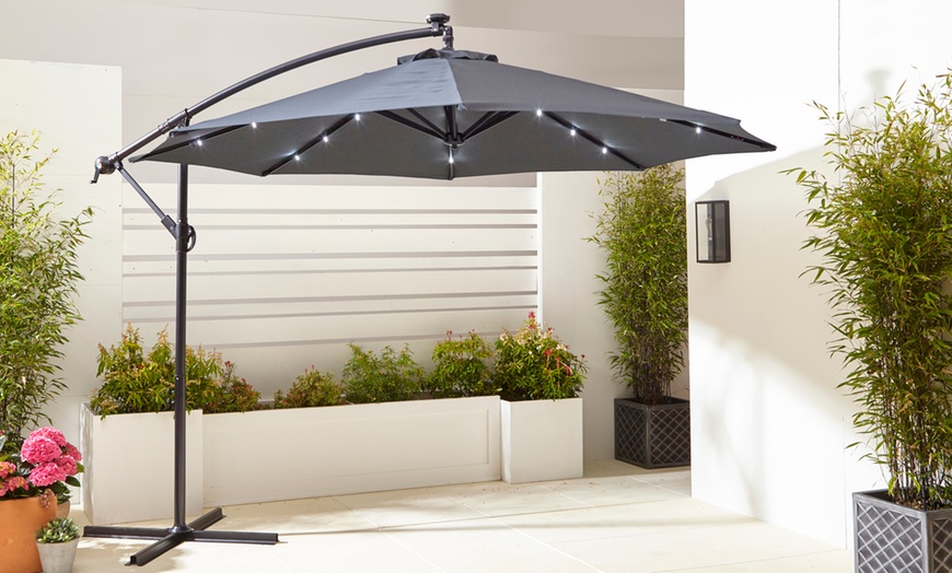 Image 12: Neo 3m Garden Outdoor Waterproof Freestanding Parasol LED Lights 