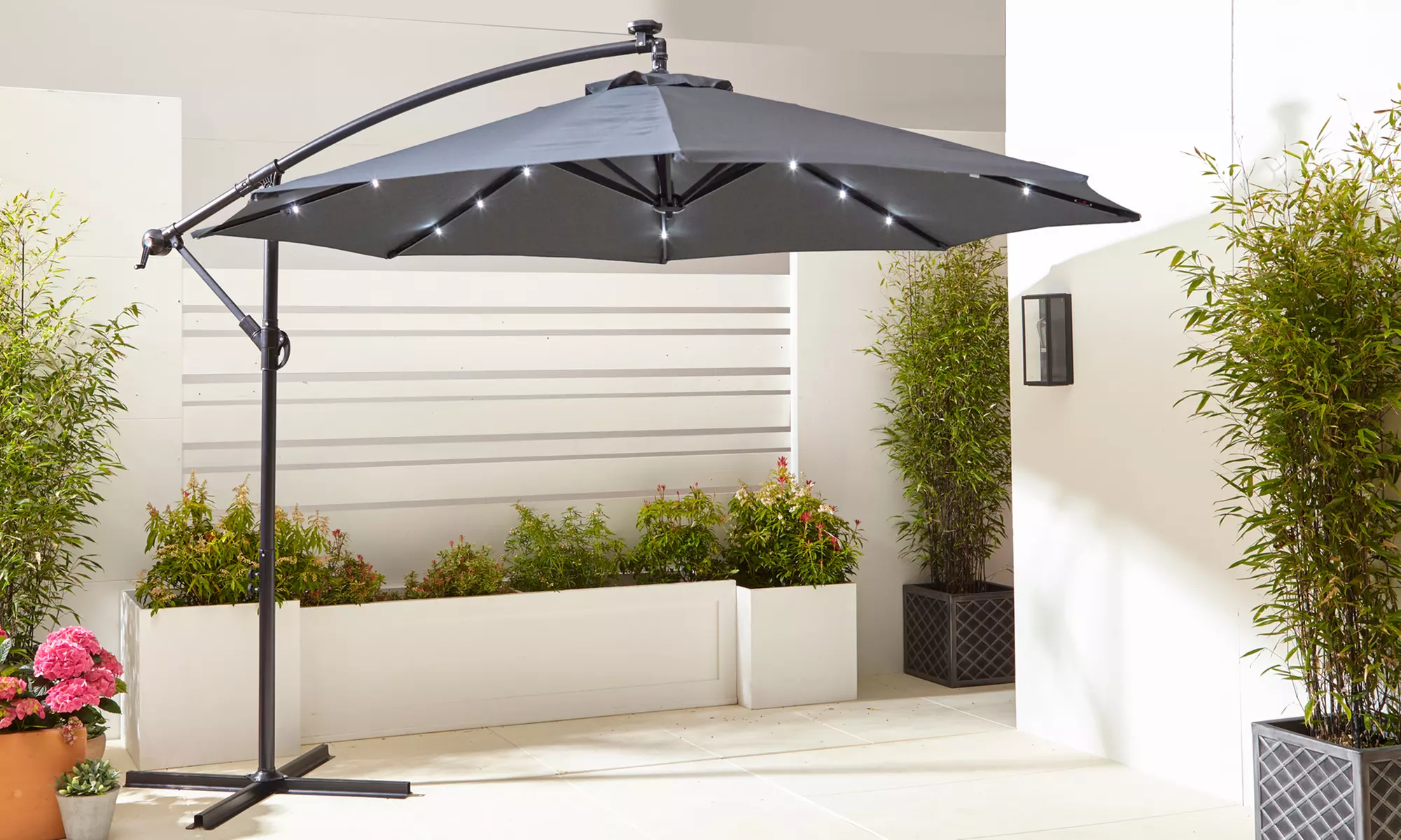 Neo 3m Garden Outdoor Waterproof Freestanding Parasol LED Lights