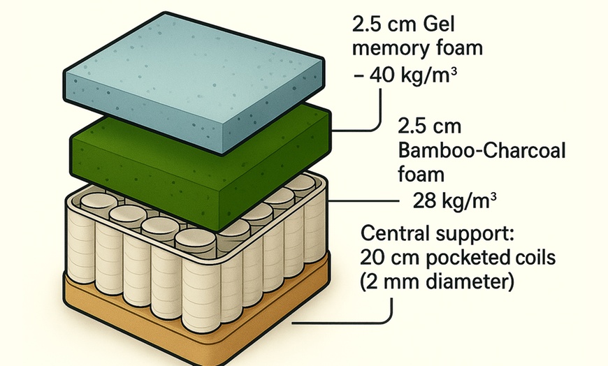Image 5: Hybrid-GEL-Memory-Schaum-Matratze, Bambus- und Aktivkohlegewebe