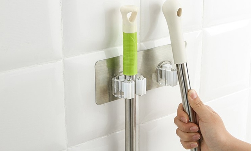 Image 2: Wall-Mounted Double Mop Holder