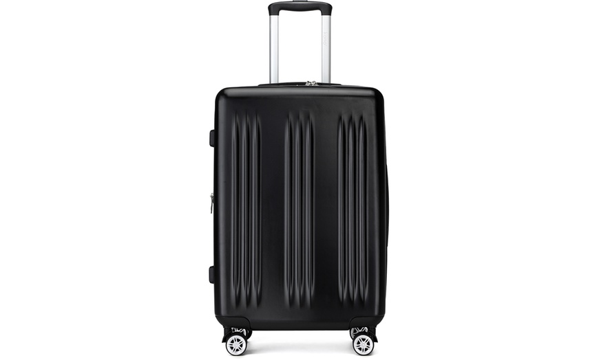 Image 8: Five-Piece Striped Expandable ABS+PC 20", 24'' and 28'' Suitcase 