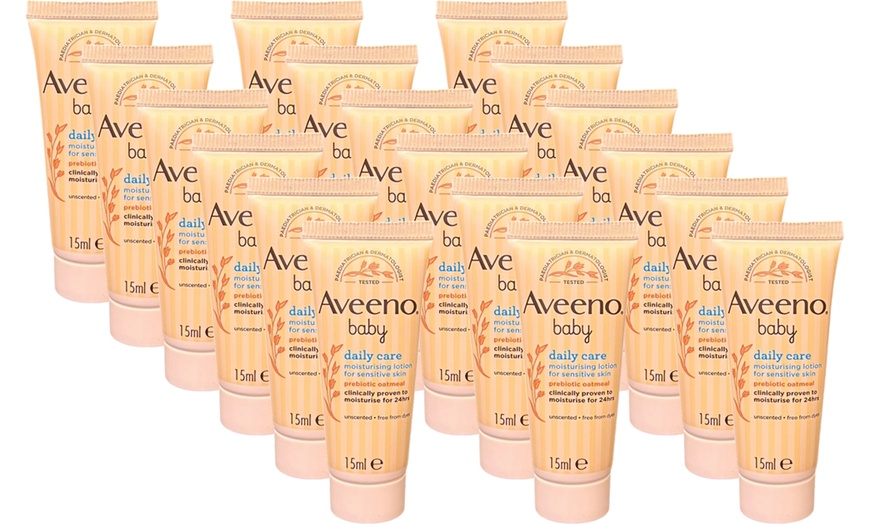 Image 3: Up to 18 Packs of Aveeno Baby Daily Care Moisturising Lotion 15ml