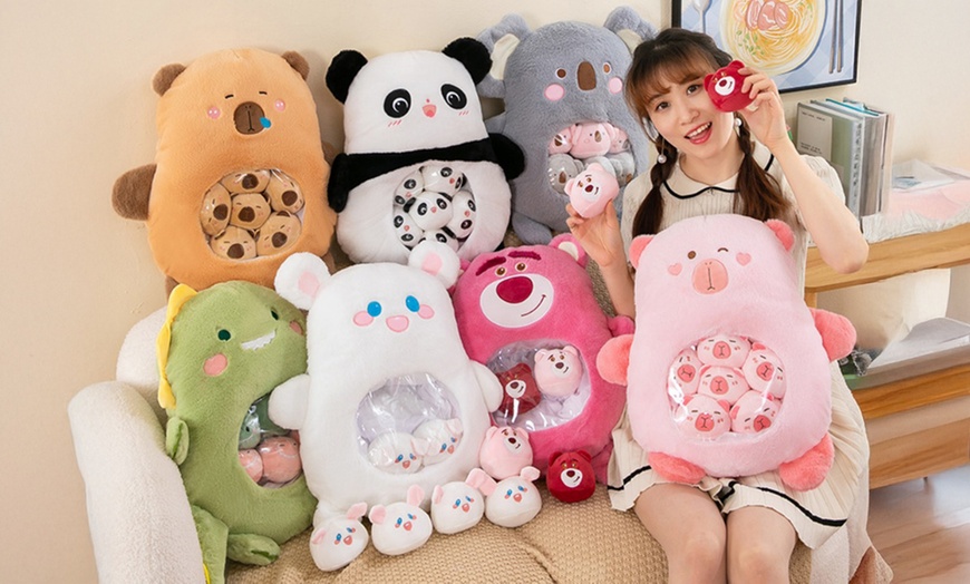 Image 1: Cute Cartoon Plush Stuffed Back Cushion