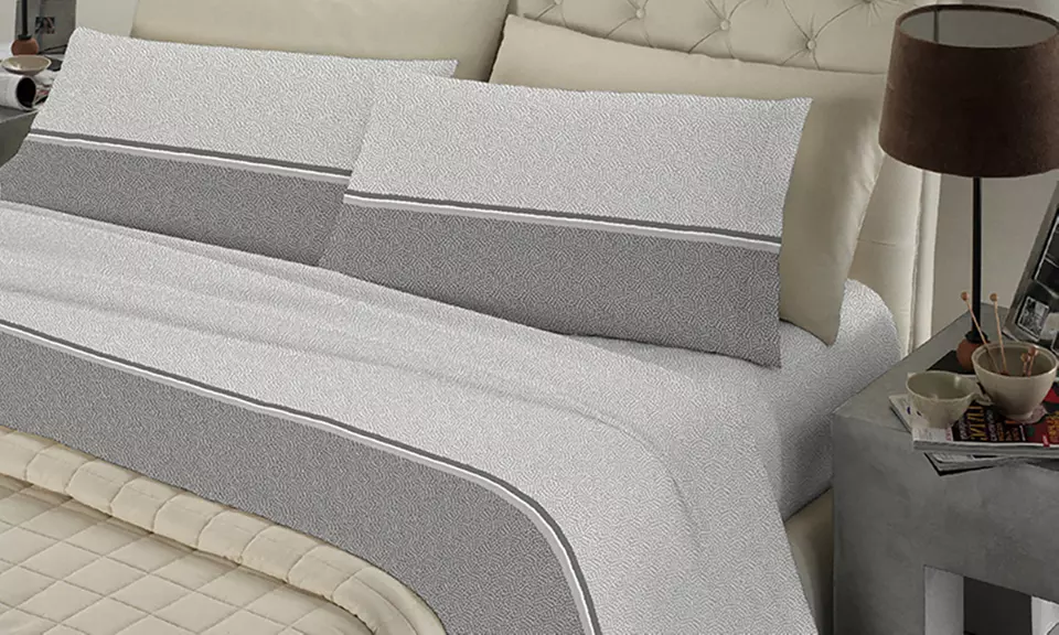 Completo Lenzuola 100% Cotone con angolo di 30 cm, Made in Italy