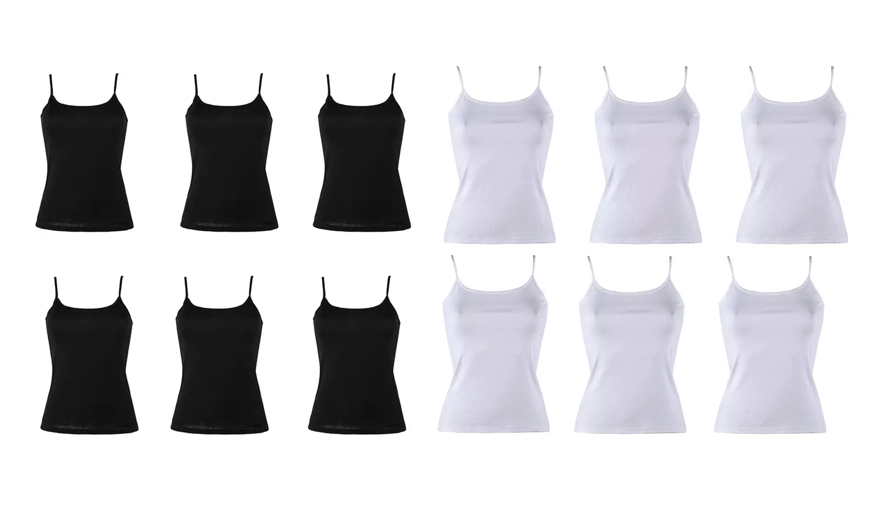 3, 6 o 12 canotte Clarabel spalla stretta in cotone filo di scozia