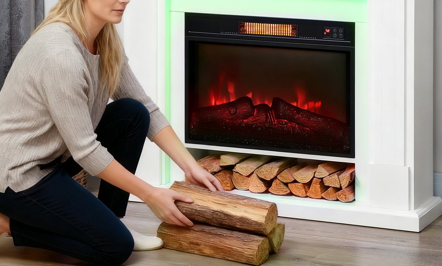 Image 6: HomCom 1800W Inset Electric Fireplace with RGB LED Lights