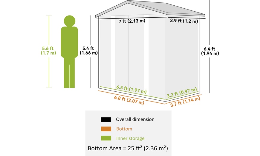 Image 5: Outsunny 7ft x 4ft Metal Shed with Lock