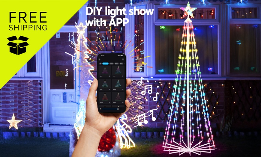 Image 1: Christmas Tree 1.8m with Fairy Lights for Festive Decor