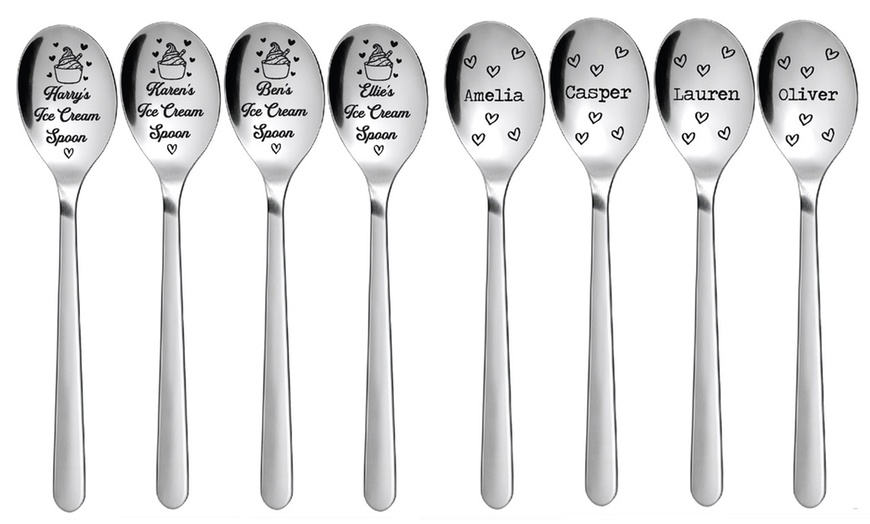 Image 1: Personalised Stainless Steel Teaspoon or Fork from DecoMatters