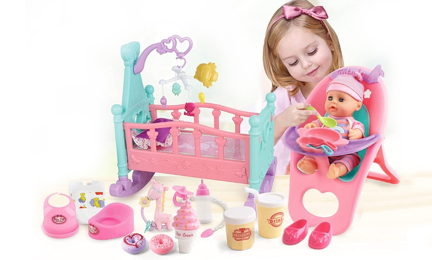 Image 7: deAO 14'' ‘My First Baby Doll’ 15-Piece Play Set