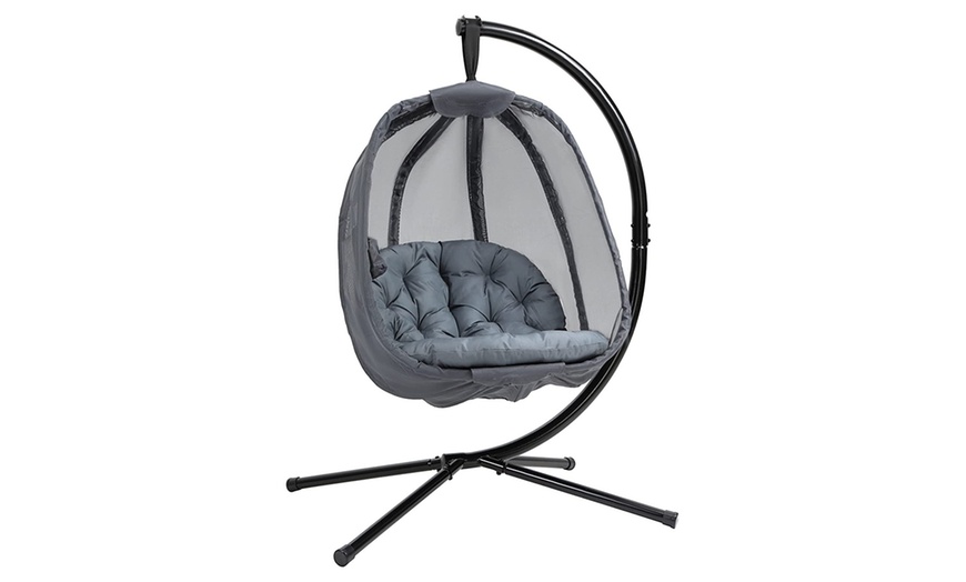 Image 2: Outsunny Hanging Egg-Shaped Chair