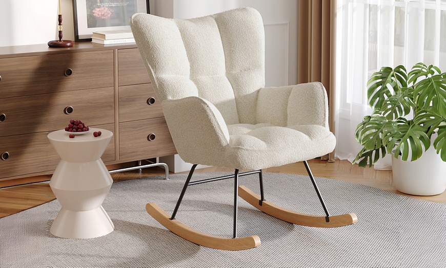 Image 1: Living And Home Tufted Rocking Chair in Assorted Colours