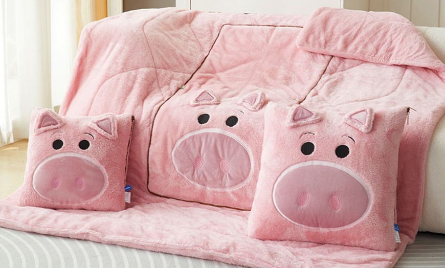 Image 12: Cartoon Pillow Quilt Dual Purpose Double Sided Napping 