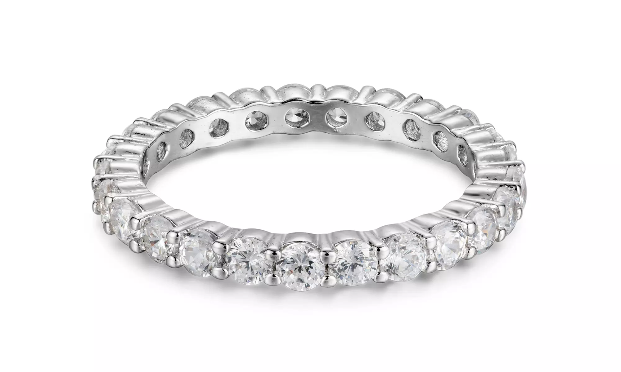Dainty Crystal Eternity Rings in Sterling Silver