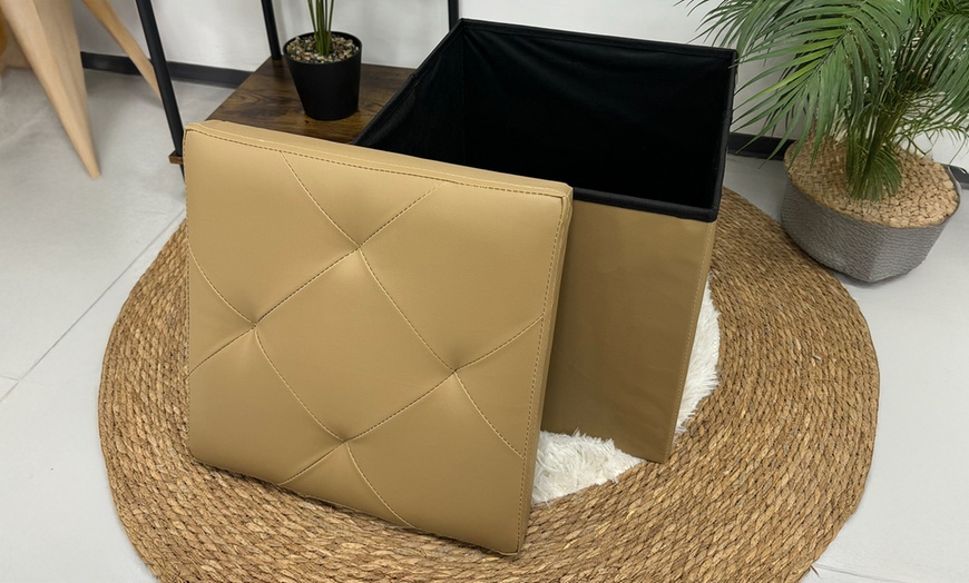 Image 27: Pouf carré en simili cuir avec espace de rangement