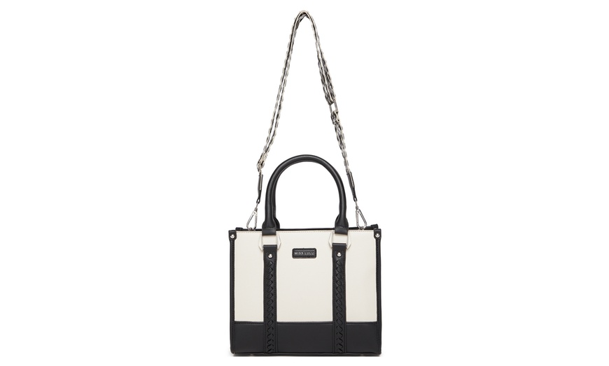 Image 8: Miss Lulu PU Leather Graceful Spacious Tote Bag with Woven Trim Strap