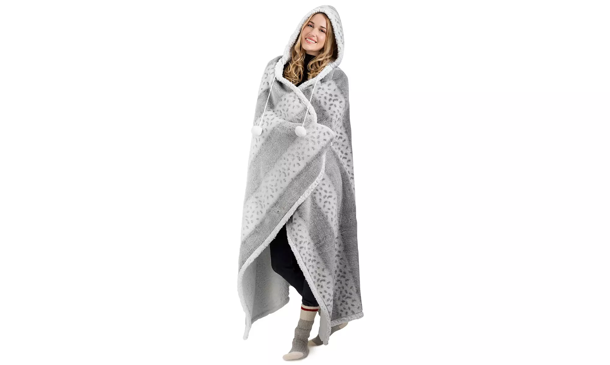 Luxury Super Soft Hoodie Sherpa-Lined Throw Blanket