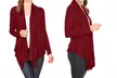 Women's Long Sleeve Draped Neck Open Front Solid Cardigan - Second Medium