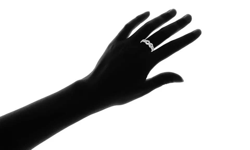 Cubic Zirconia Infinity Band in 18K White Gold Plating by Mina Bloom - Second Medium