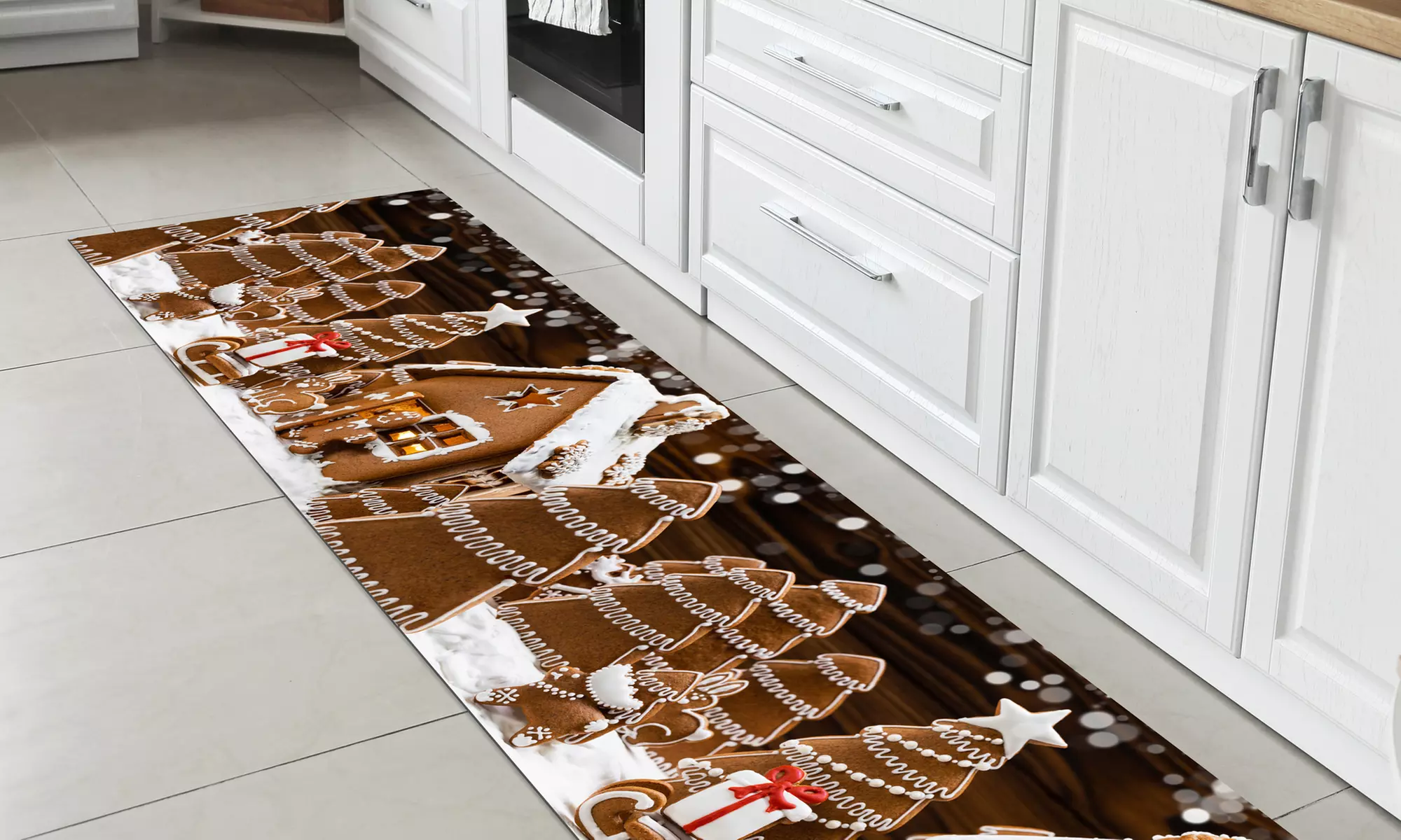 Antislip keukentapijt met kerstpatroon