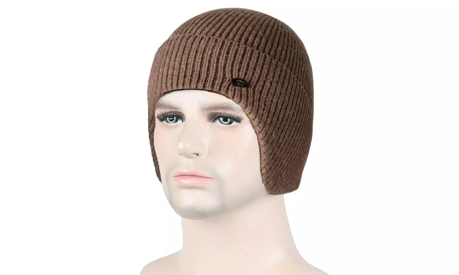 Men Plain Knit Winter Warm Fleece Cap Hat Beanie Ear Flaps Work Outdoor